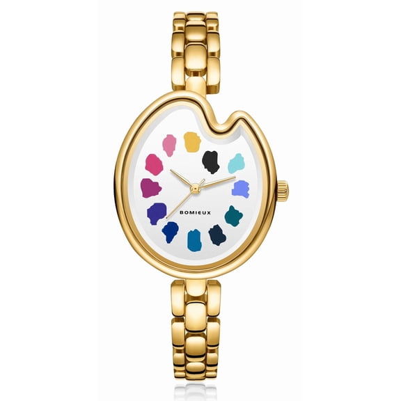 Bomieux Watches for Women with Creative Dial,Casual Ladies Watch with Stainless Steel Strap Quartz Waterproof Watch Mother's Day Gift for Woman