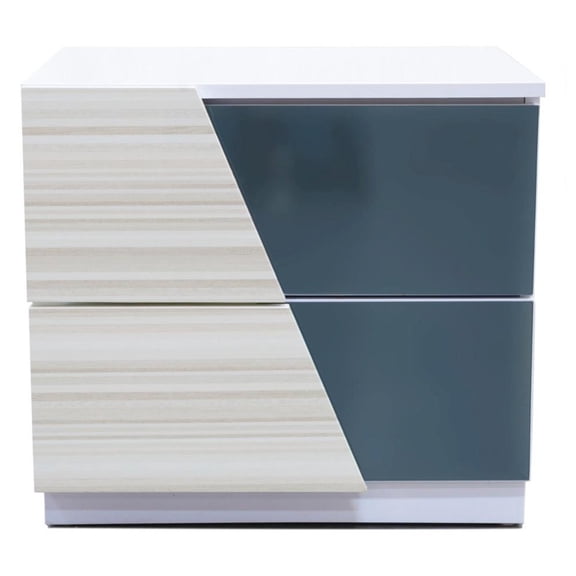 Best Master Manchester 2-Drawer Poplar Wood Bedroom Nightstand in Zebra/White
