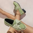 thumbnail image 4 of Taylonsss Women's Patent Leather Bow Detail Slip-On Loafers with Low Blocks Heel for All-Season Wear Comfortable Round Toe Casual Shoes with Non-Slip Sole for School Work and Daily Activities, 4 of 8