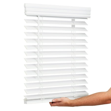 Lotus & Windoware Cordless 2  Faux Wood Room Darkening Horizontal Blind  29  W x 48  L  Bright White  Embossed