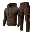 thumbnail image 2 of Matching Sweatsuit Set For Men 2 Piece Pullover Hooded Top Cargo Straight Leg Sweatpants Athletic Tracksuit For Weekend And Travel Events, 2 of 7