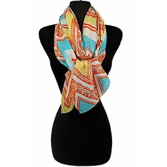 Sassy Scarves Women's Paisley Pattern Lightweight Oblong Fashion Scarf (Peach-1172)