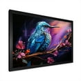 thumbnail image 2 of Designart "Twilight Wonder of Blue Hummingbird amid Florals" Animals Framed Wall Art Decor - Modern Farmhouse Blue Hummingbird Living Room Framed Canvas Art, 2 of 6
