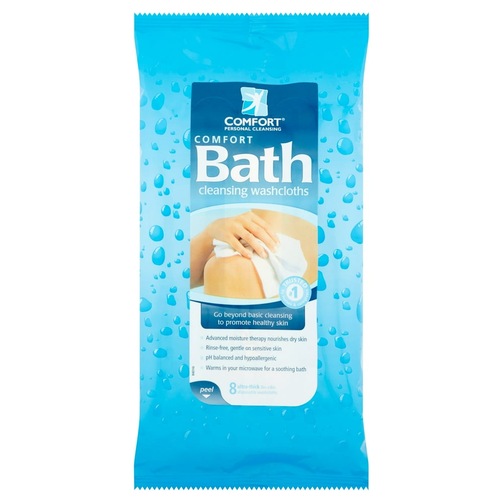 Comfort Bath Cleansing Washcloths Ultra Thick Disposable 8" X 8