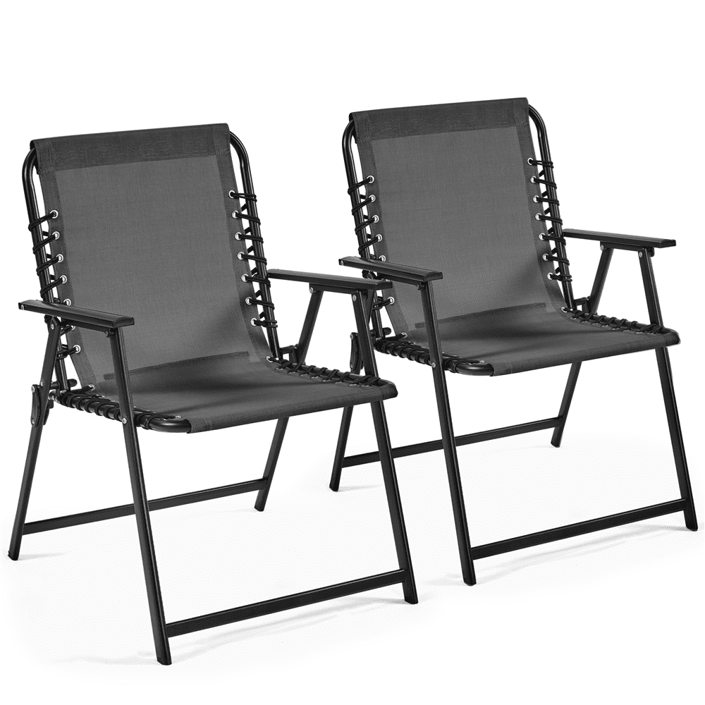 Renwick Set of 2 Outdoor Folding Dining Chairs with Armrests, Dark Gray