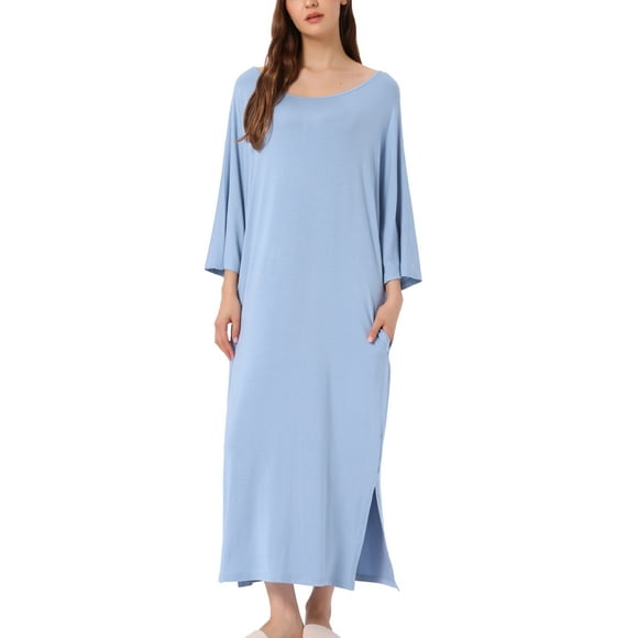 Camisones de noche para mujeres INSPIRE CHIC para el Día de la Madre, con mangas 3/4, vestido de pijama XL color azul claro