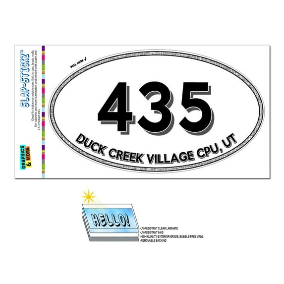 435 - Duck Creek Village Cpu, UT - Utah - Oval Area Code Sticker