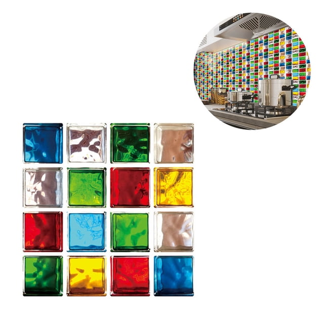 Cateissary 30 Uds. De azulejos de mosaico de simulación, pegatina de pared para armario de cocina, papel tapiz 3D, papel tapiz impermeable para cocina y Decoración del hogar MSC062