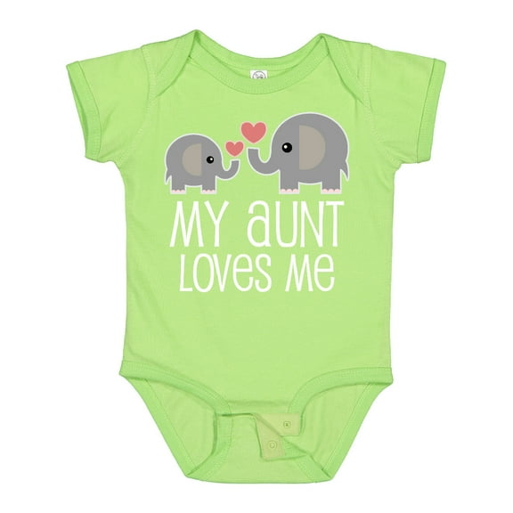 Inktastic My Aunt Loves Me Niece Nephew Elephant Boys or Girls Baby Bodysuit