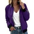 thumbnail image 4 of Women's Bomber Jacket Lightweight Long Sleeve Zip Up Casual Fall Jacket with Pockets, 4 of 7