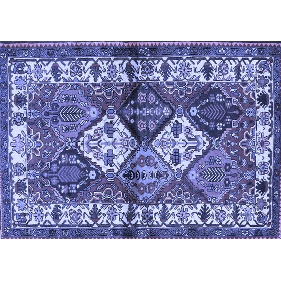 Ahgly Company Machine Washable Indoor Rectangle Persian Blue Traditional Area Rugs, 7' x 10'
