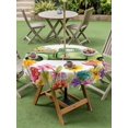 thumbnail image 4 of Outdoor Tablecloth with Umbrella Hole for Patio/Picnic/Party/Camping, Spring Floral Waterproof Table Cloth Round Cover Washable, Green Country Truck Rustic Botanical Farmhosue (Dia 60"), 4 of 8