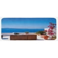 thumbnail image 1 of Modern Kitchen Mat, View of Mediterranean Santorini Aegean Sea Seascape Holiday Art, Plush Decorative Kitchen Mat with Non Slip Backing, 47" X 19", Pale Grey Sky Blue, by Ambesonne, 1 of 1