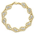 thumbnail image 4 of Diamond2Deal 14k Yellow Gold and White Rhodium Diamond-Cut Fancy Bracelet for Women 7.25", 4 of 5