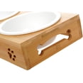 thumbnail image 4 of Ceramic Cat Bowls Set with Bamboo Stand 2 X 0.25 L, 4 of 6