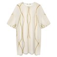 thumbnail image 3 of Abstract Gold Cream Wavy Lines Sleepshirts For Sleeping Travels Loose Sleepdress Pajama Dress Soft Nightdress Sleepwear, 3 of 7