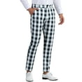 thumbnail image 1 of Pantalones de cuadros INSPIRE CHIC para hombre, corte regular, frente plano, pantalones de negocios de color contrastante, 1 of 6