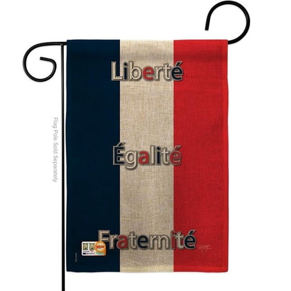 Breeze Decor BD-CY-G-108089-IP-DB-D-US13-BD 13 x 18.5 in. France Burlap Flags of the World Nationality Impressions Decorative Vertical Double Sided Garden Flag