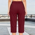 thumbnail image 6 of Ltctricy Cargo Capri Pants for Women Elastic Waist Drawstring Cropped Pants with Pockets Casual Hiking Outdoor Pants, 6 of 7