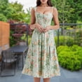 thumbnail image 3 of Vestido De Corsé Casual Vestido de corsé casual con estampado floral A-line Low Cut Holidays Vacation (Verde M) Cgtredaw para Mujer Verde T S, 3 of 6