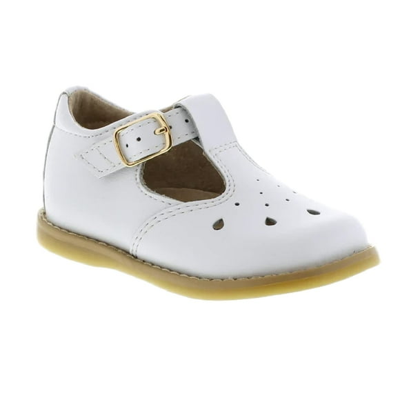 FOOTMATES Harper Mary Jane T-Strap Girls Flat Leather Walking Shoes with Custom-Fit Insoles, Slip-Resistant Non-Marking Outsoles - for Toddlers and Little Kids, Ages 1-8