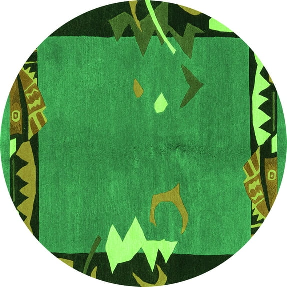 Ahgly Company Indoor Round Abstract Green Modern Area Rugs, 5' Round