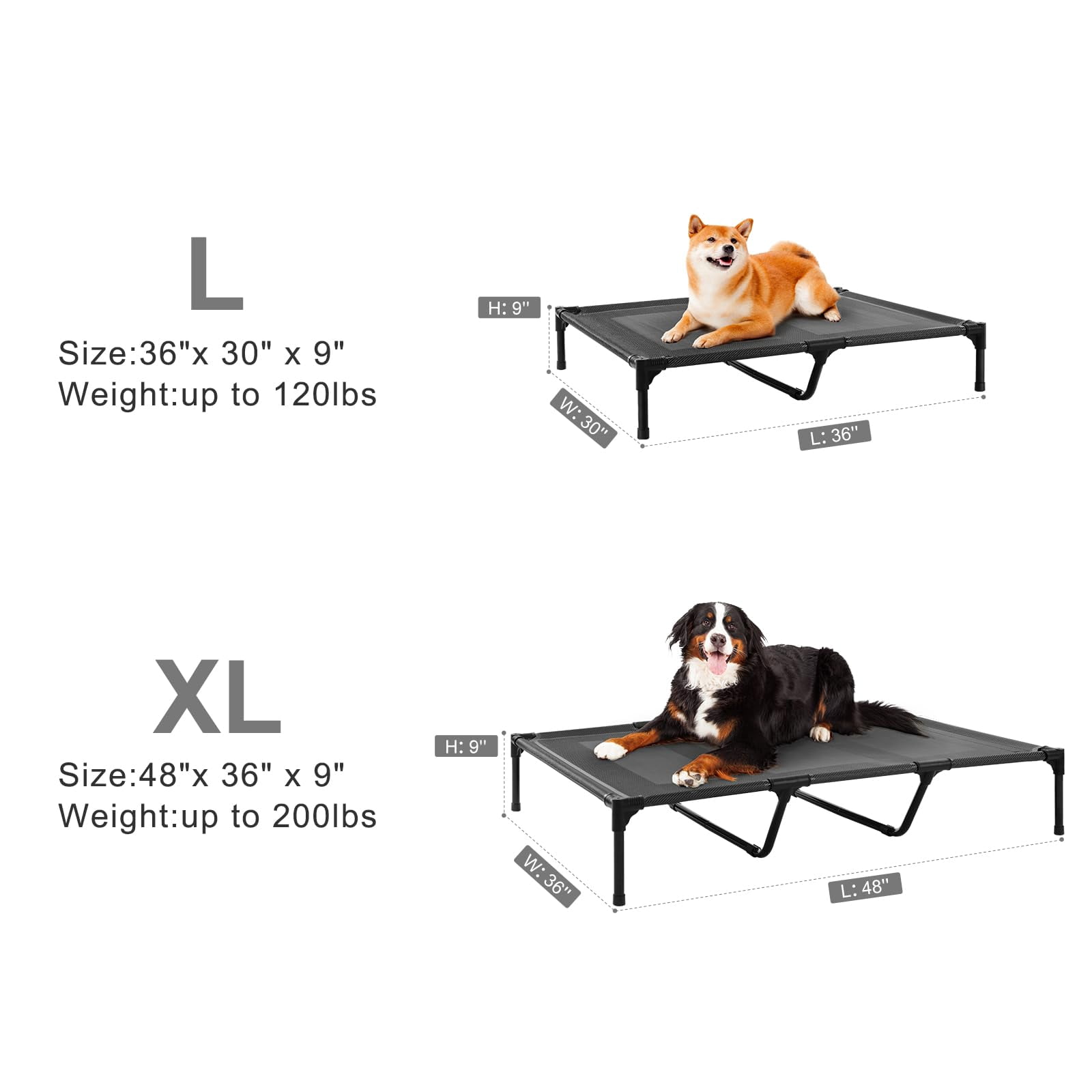 PETIZER Elevated Dog Bed, Cooling Raised Pet Cot with Breathable Waterproof Mesh, Sturdy Indoor & Outdoor Dog Bed