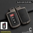 thumbnail image 3 of Key Fob Cover Compatible with Toyota Highlander Tacoma Corolla Sequoia Camry Tundra Avalon RAV4 4Runner C-HR 2012-2021 3/4 Button Keychain Case Holder Protector,Black, 3 of 7