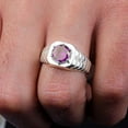 thumbnail image 2 of Dreamofdazzles Jewels 1.20 Ct Round Cut Purple Amethyst Wedding Engagement Band Pinky Ring 14K White Gold Plated 925 Sterling Silver For Men's -8, 2 of 3