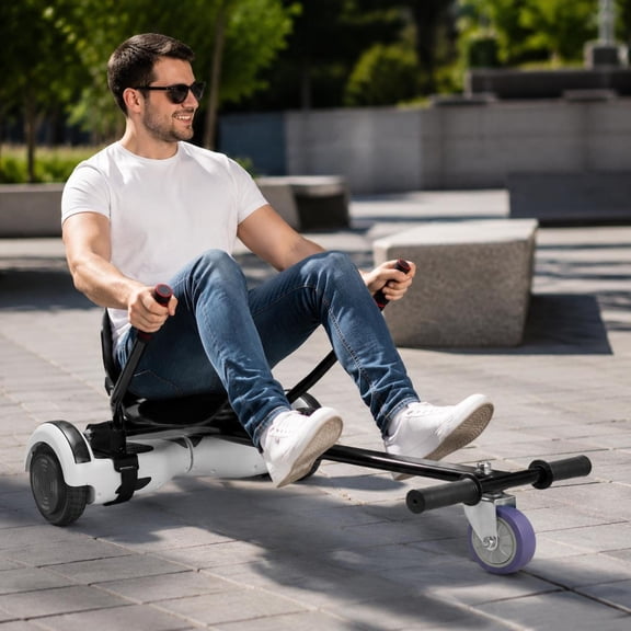 Hoverboard Seat Attachment with Adjustable Frame Length, 220 Lbs Load Capacity, Fits 6.5, 8, 8.5, 10 Inch Self-Balancing Scooters, Universal Hoverboard Accessory, Sitting Adapter for Teens and Adults