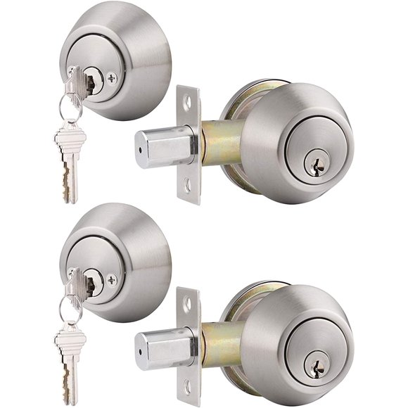 EcoNesxp Satin Nickel Keyed Double Cylinder Latch Lock 2 Keyed Double Cylinder Latch Lock C Dual Key