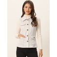 thumbnail image 2 of Chaqueta sin mangas rústica para mujer con botones y botones tipo anorak estilo cargo de ante sintético Beige S, 2 of 5