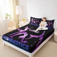 thumbnail image 4 of Homewish Gymnastics Lovers Twin Sheet Sets,Chic Gliitter Print Twin Fitted Sheet,Blue Purple Black Flat Sheet For Kids,Luxury Bedroom Decor,3-Piece, 4 of 7