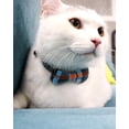 thumbnail image 2 of Collar para gato con cascabel y pajarita, collares de seguridad de liberación rápida para gatitos y gatos, collar de tartán suave, 1 unidad, azul niebla, 2 of 5