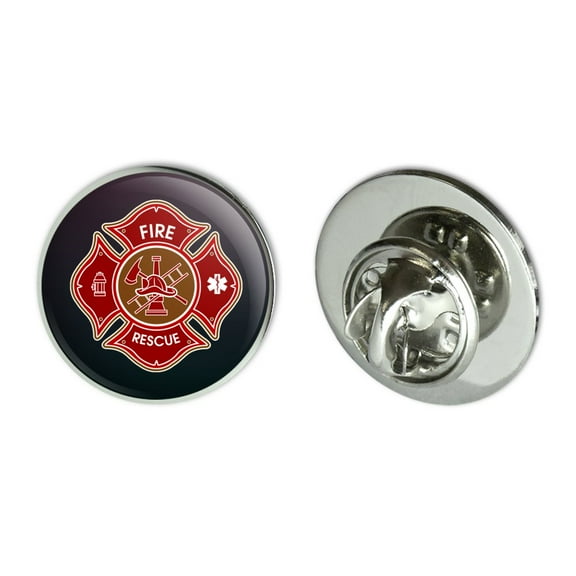 Firefighter Fire Rescue Maltese Cross Metal 0.75" Lapel Hat Pin Tie Tack Pinback
