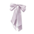 thumbnail image 1 of Bow Knot Spring Hair Clip, Pearl Tassel Hairband, Womens Ribbon Headg H7X, 1 of 9