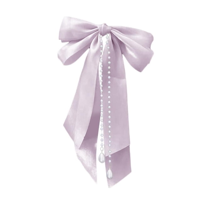Bow Knot Spring Hair Clip, Pearl Tassel Hairband, Womens Ribbon Headg H7X
