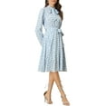 thumbnail image 4 of INSPIRE CHIC Robe Midi Ceinturée à Imprimé Floral Vintage en Mousseline à Manches Longues à Col Noué pour Femme TP Bleu Pâle, 4 of 6