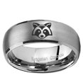thumbnail image 2 of Tungsten Raccoon Animal 8mm Brushed Gray Dome Polished Edges Men Ring, 2 of 2