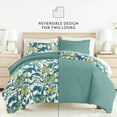 thumbnail image 2 of Noble Linens 8 Piece Patterned Duvet Bedding Bundle, Boho Flower Teal, King, 2 of 6
