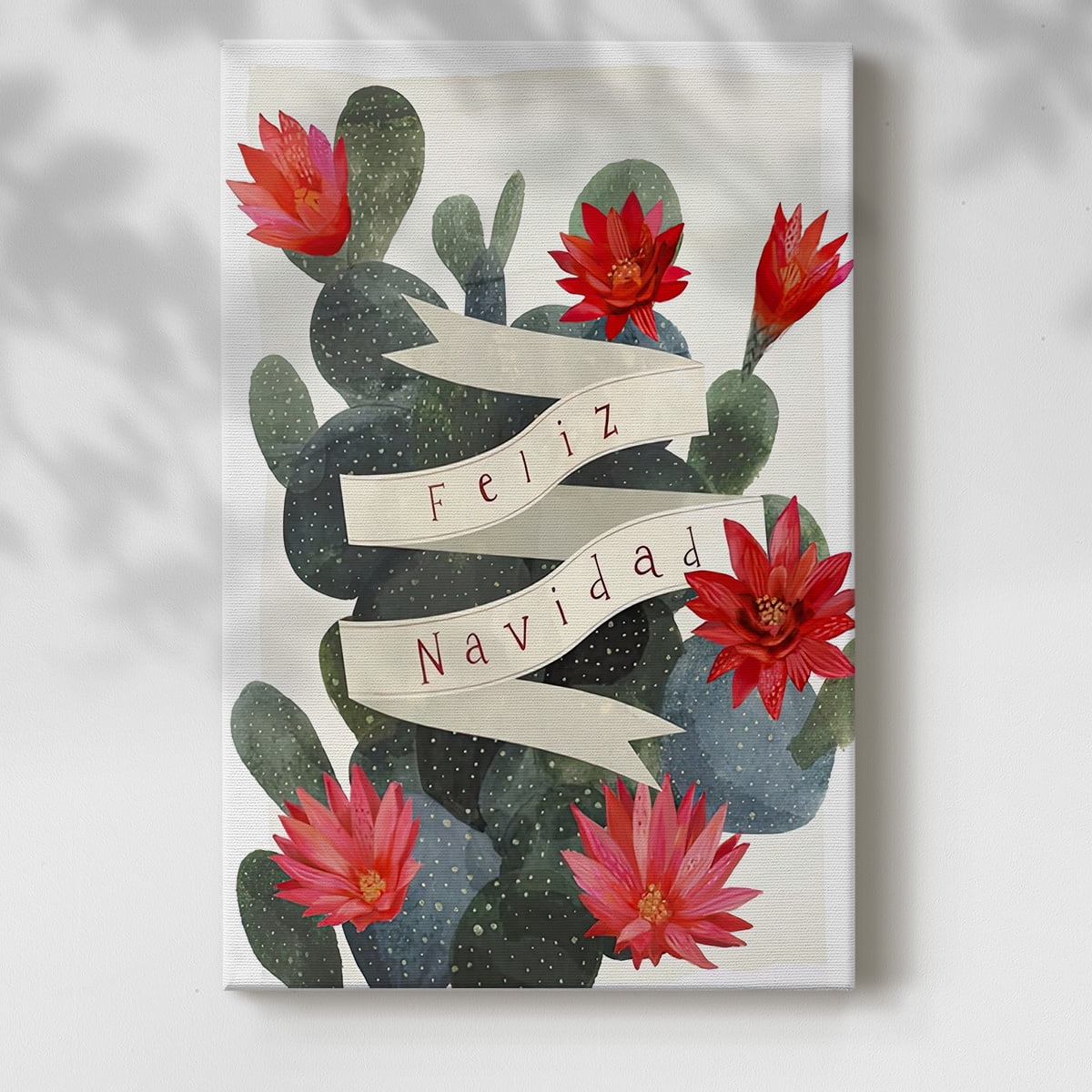 Desert Christmas Cactus I- Gallery Wrapped Canvas