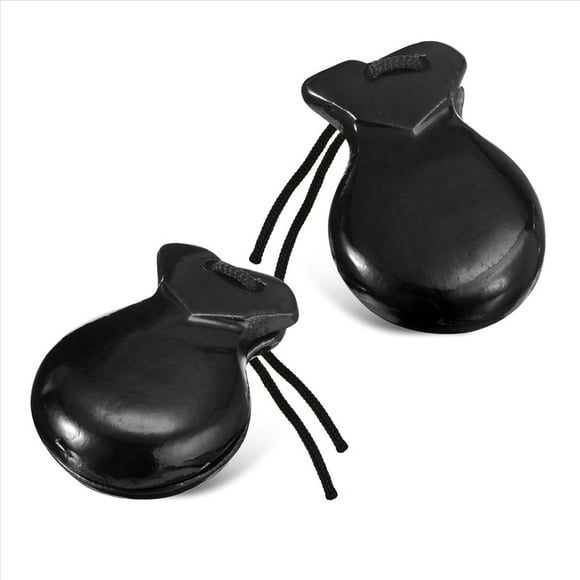 1 Par de CastañUelas EspañOlas CastañUelas Flamencas con Cuerda CastañUelas de PercusióN Manual de Madera Tradicional (Negro)