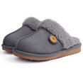 thumbnail image 6 of Smile Popcorn Women's Fuzzy Slippers Memory Foam House Slippers for Women Warm Winter House Shoes, Button Grey, 6 of 7