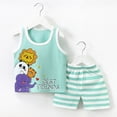 thumbnail image 2 of Baby Boy Clothes Summer Outfits Set For Kids Boys Baby Toddler Outfits Cartoon Dinosaur Printed Sleeveless Vest+Shorts Boys' Shorts Sets, 2 of 4