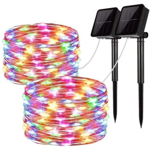 Outdoor Solar String Lights 2 Pack 33 Feet 100 Led Fairy Waterproof Decoration Copper Wire With 8 Modes For Indoor Patio Yard Trees Party Decor Multicolor Com Outdoor Solar String Lights 2 Pack 33, Multicolor Outdoor String Lights 2 Pack