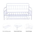 thumbnail image 3 of Twin Size Metal Frame Daybed with Trundle,Heavy Duty Steel Slat Support Saving Space Bed Sofa,Bedroom Living Room Furniture for Guest,No Spring Box Needed, White Finish, 3 of 7