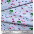 thumbnail image 2 of Soimoi Blue Cotton Poplin Fabric Palm Tree,Crab & Fish Ocean Print Fabric by the Yard 56 Inch Wide, 2 of 3