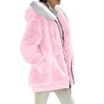 thumbnail image 5 of Sherpa Lined Jacket Women Casual Plus Size Fuzzy Fleece Jackets Zip Up Oversized Long Sleeve Warm Winter Coats With Hood Pink XL, 5 of 9