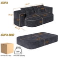 thumbnail image 3 of 78.7” Foldable 2-in-1 Sofa Bed with Blanket, 78.7" Corduroy Floor Couch Sleeper, No Assembly, Dark Gray, 3 of 12