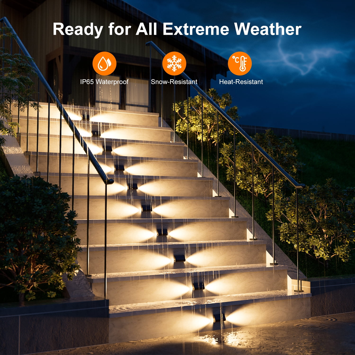 Yinghao 12 Pack Solar Powered Stair Lights Outdoor Waterproof Lamp for Deck Step Safety Outside Decorative LED for BackYard, Porch Step, Walkway, Garden, Pool, Easy Installation & Enhanced Ambiance